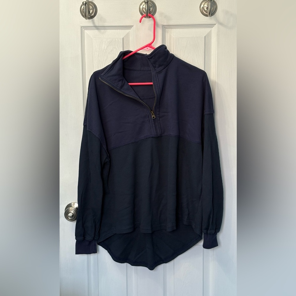 Women's Navy Half-Zip Pullover Jacket